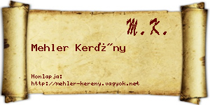 Mehler Kerény névjegykártya